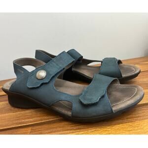 Mephisto Women’s Slingback Comfort Sandals Blue Leather Size 7.5